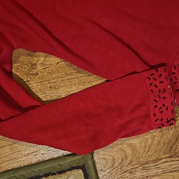 Kathy Lee Collection beaded red sweater size Large - Picture 3 of 7